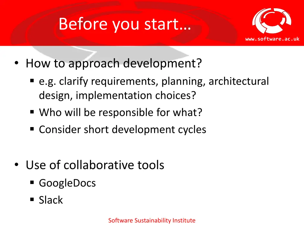 before you start