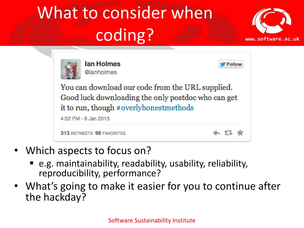 what to consider when coding