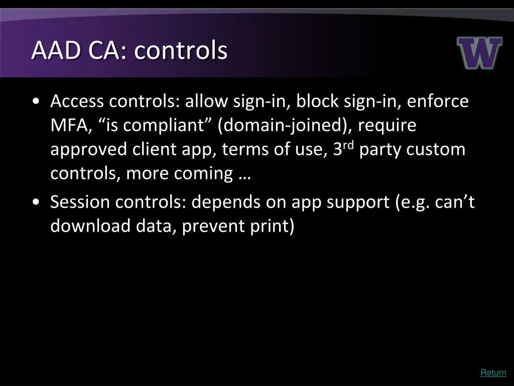 aad ca controls