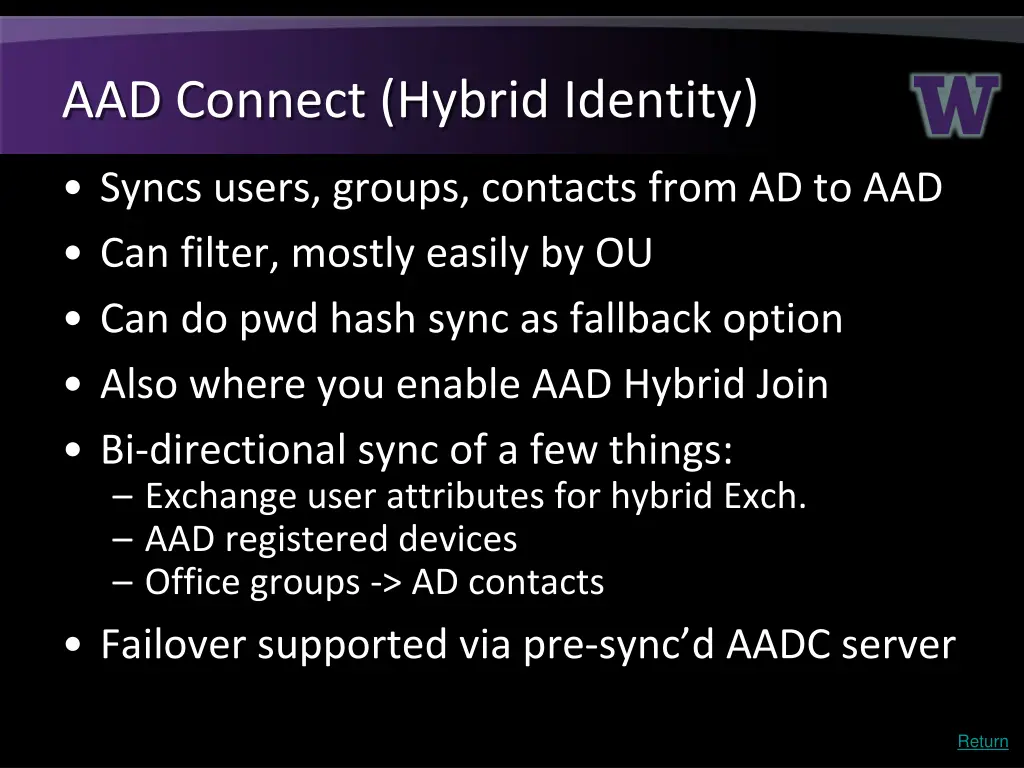 aad connect hybrid identity