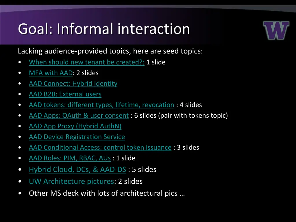 goal informal interaction
