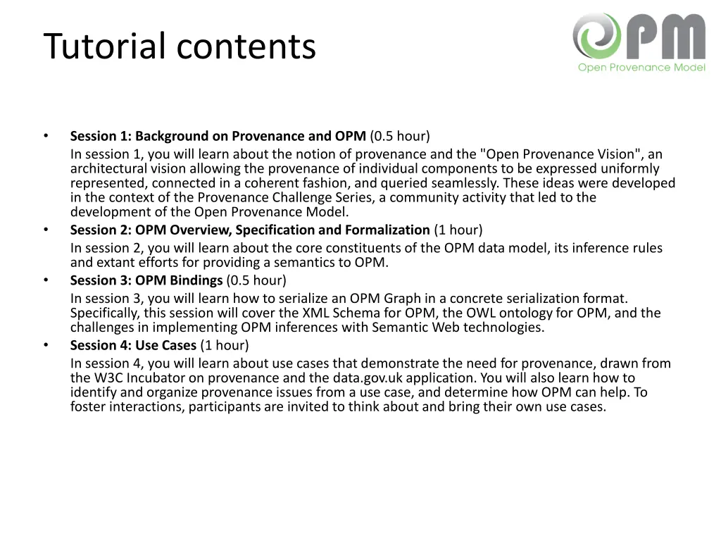 tutorial contents