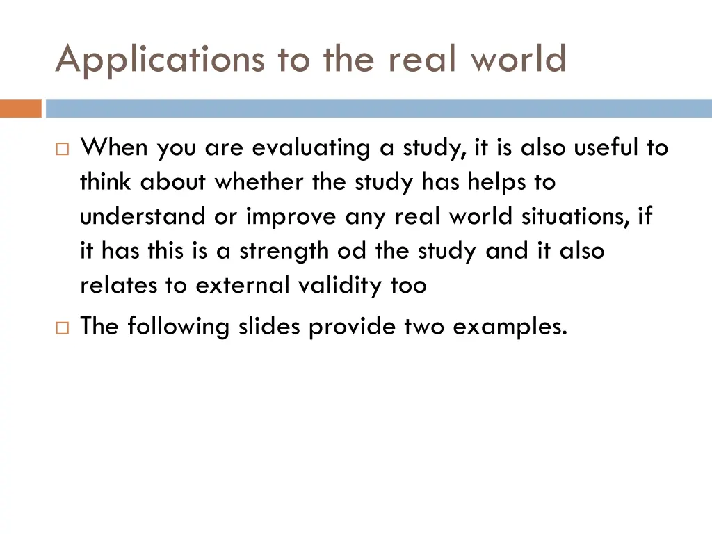 applications to the real world