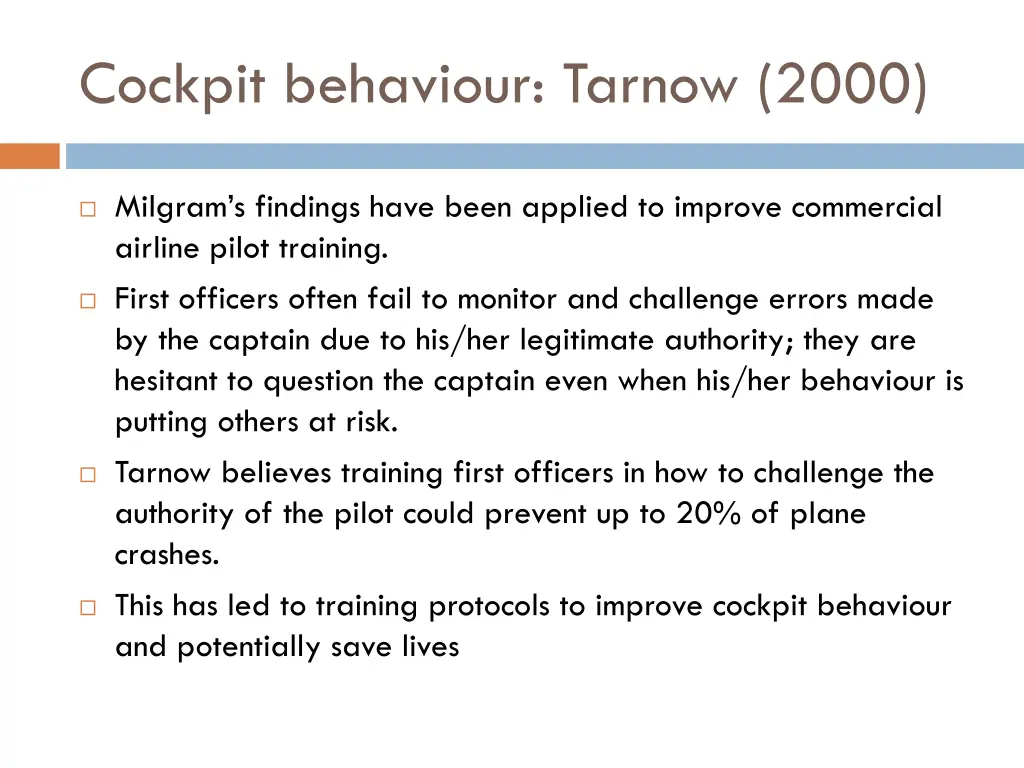 cockpit behaviour tarnow 2000