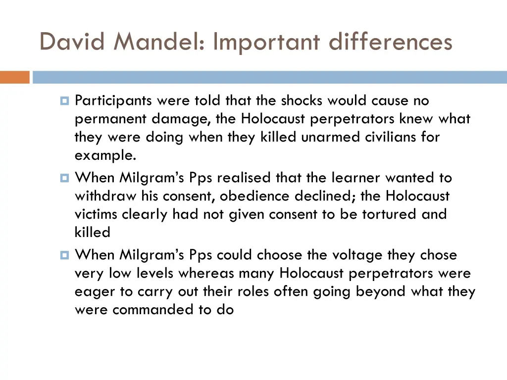 david mandel important differences