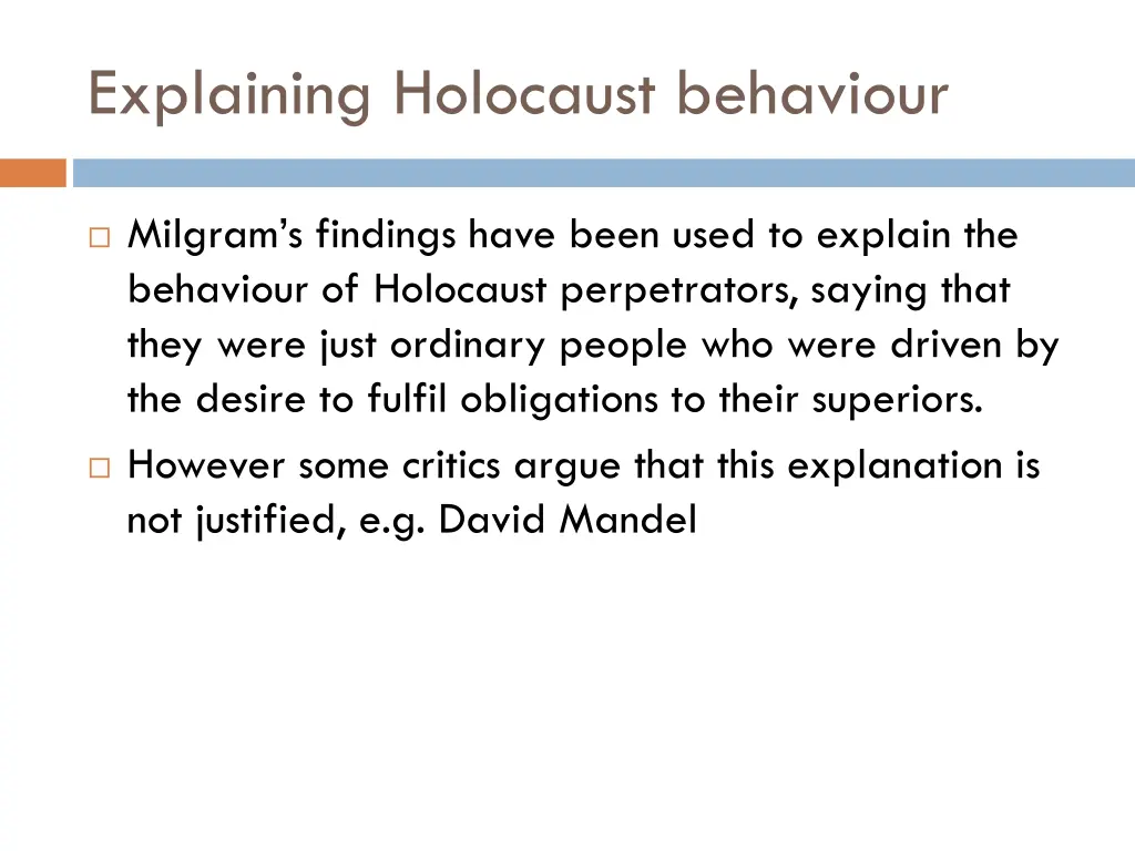 explaining holocaust behaviour