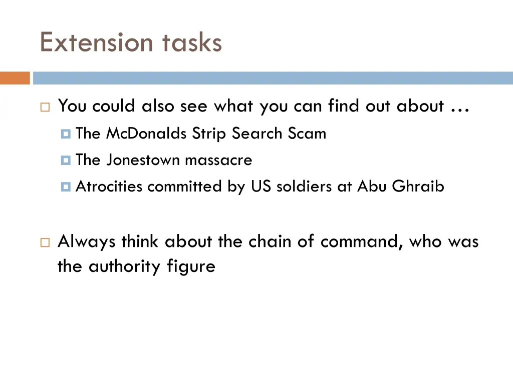 extension tasks