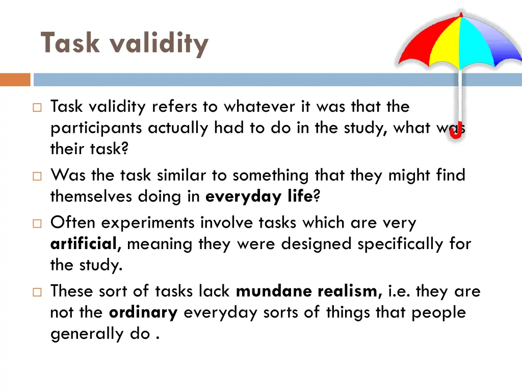 task validity