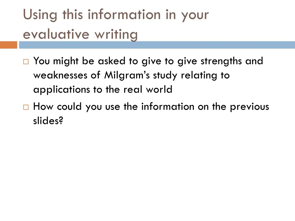 using this information in your evaluative writing