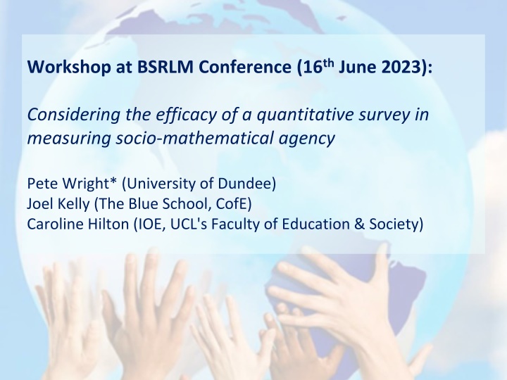 workshop at bsrlm conference 16 th june 2023