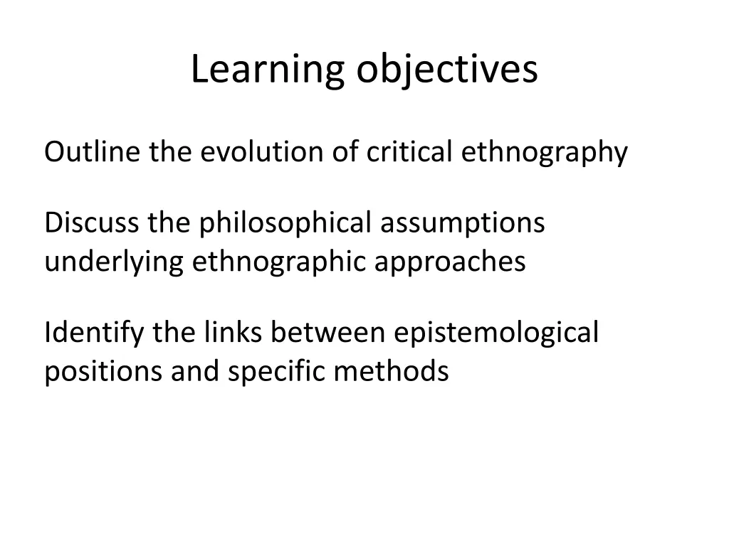 learning objectives