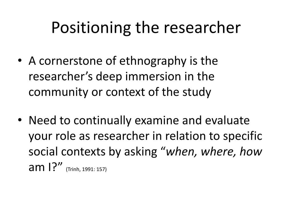 positioning the researcher