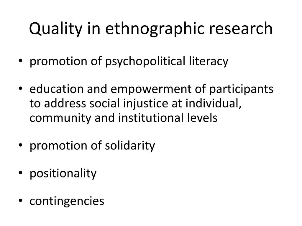 quality in ethnographic research 1