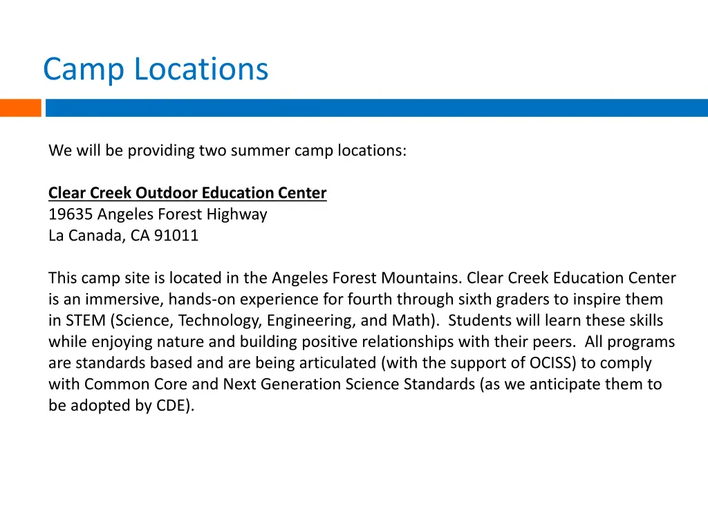 camp locations