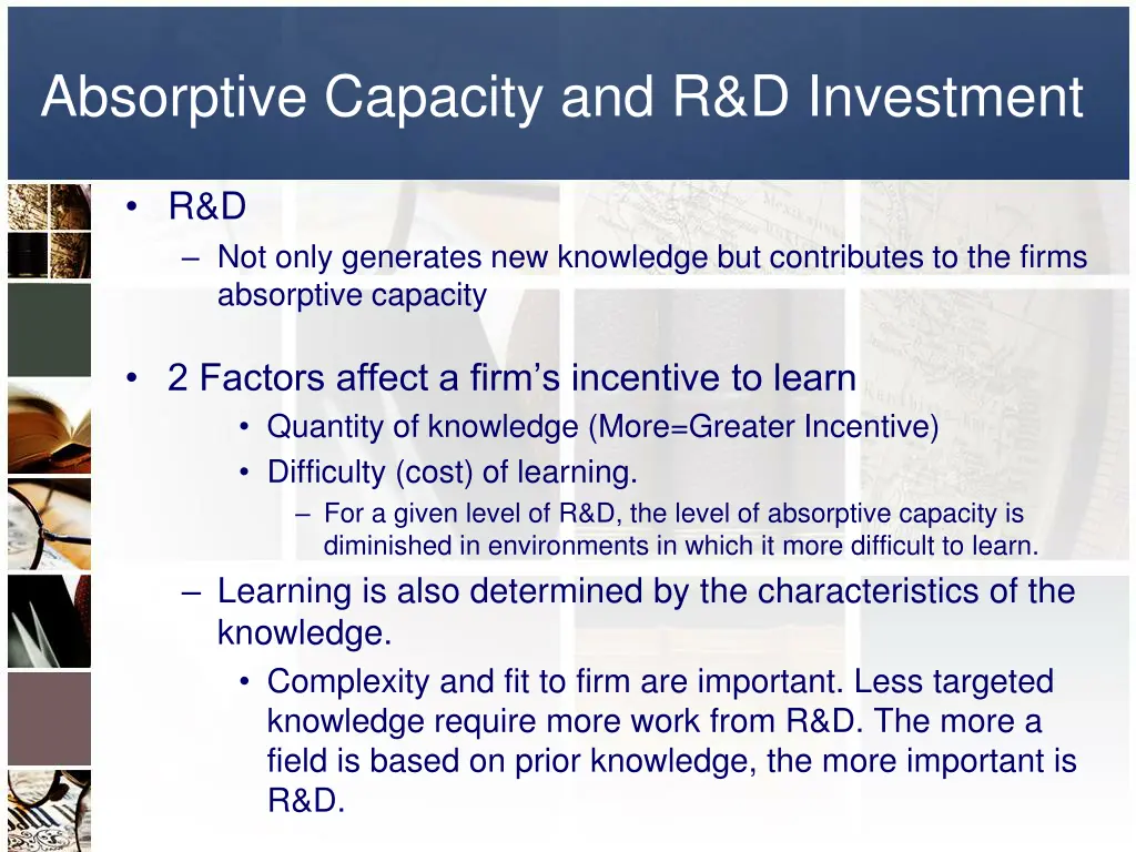 absorptive capacity and r d investment