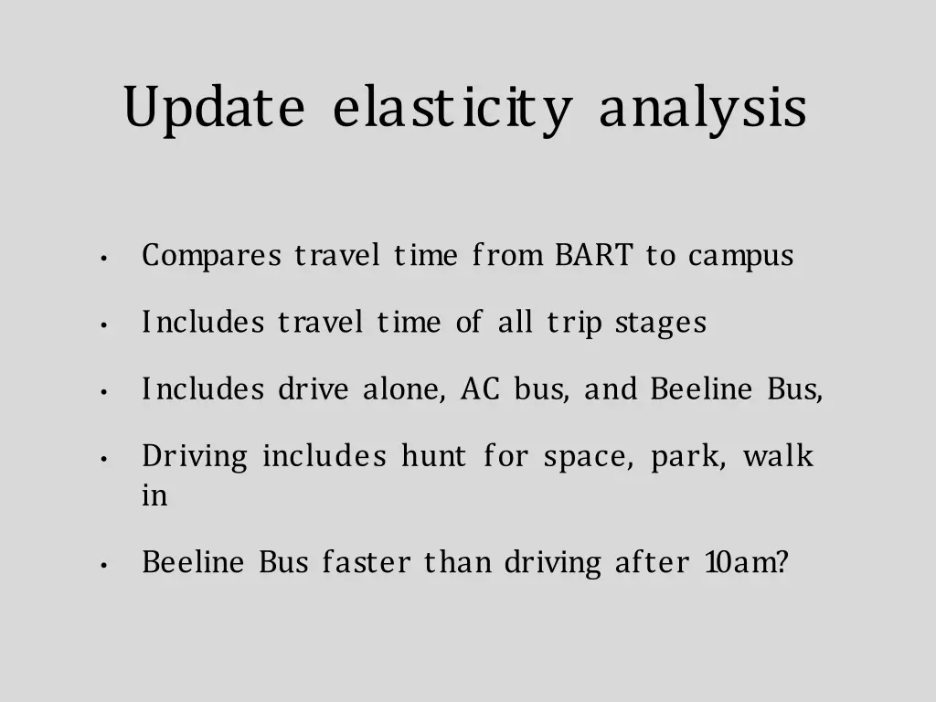update elasticity analysis