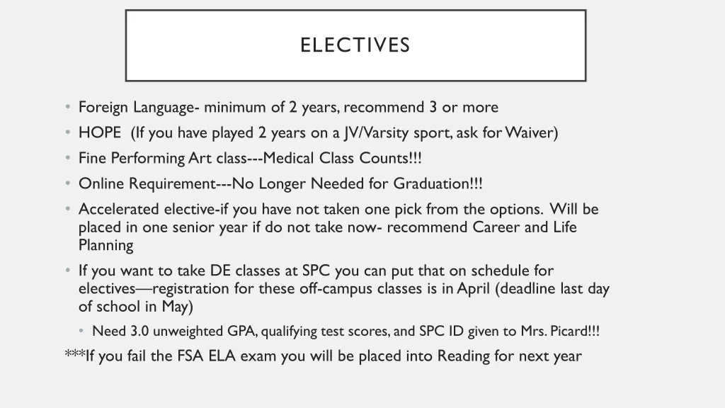 electives
