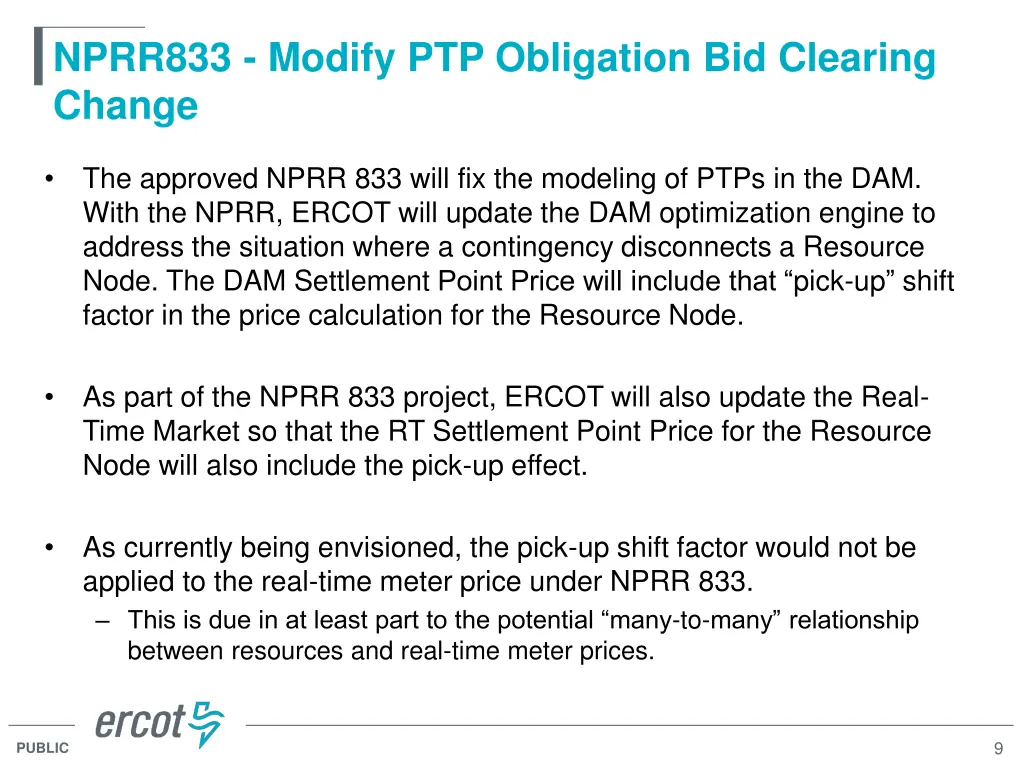 nprr833 modify ptp obligation bid clearing change