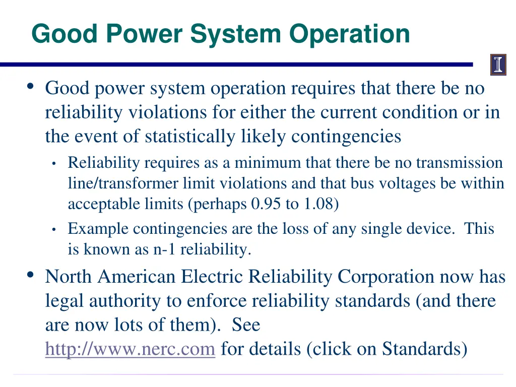 good power system operation