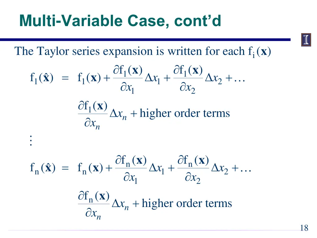 multi variable case cont d