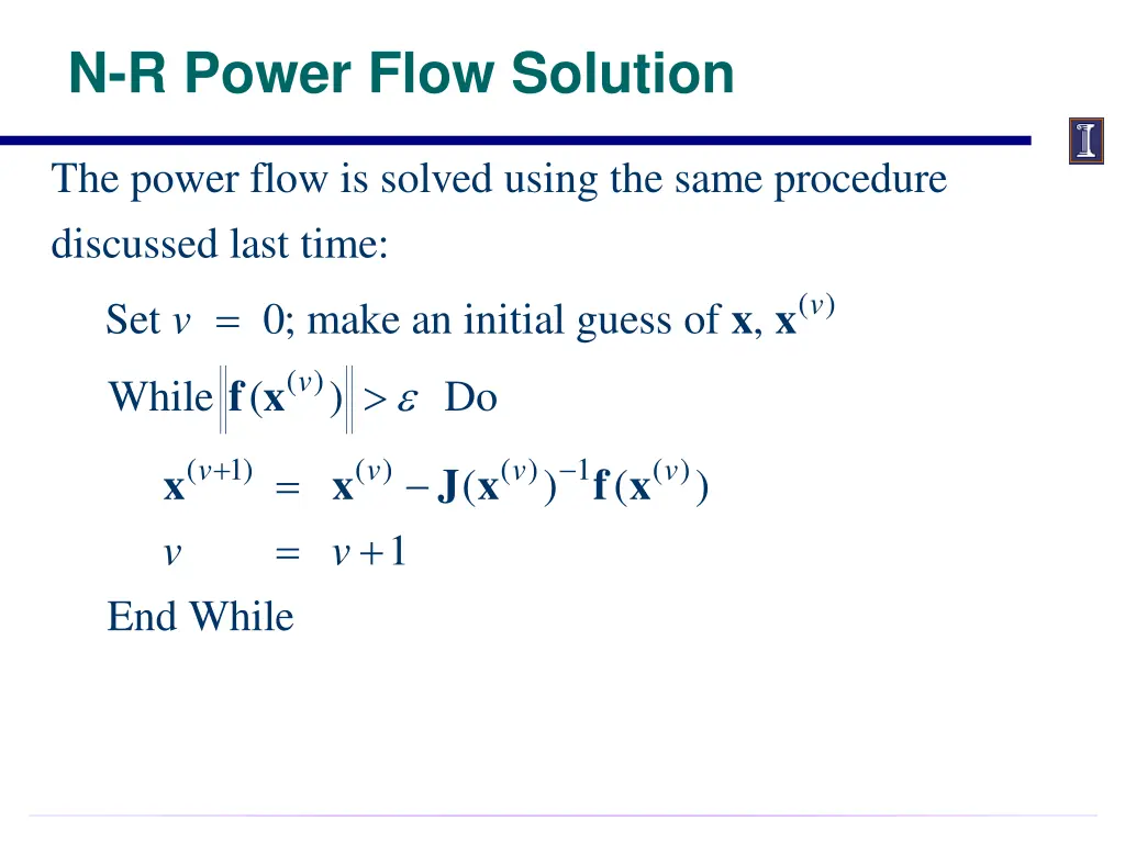 n r power flow solution