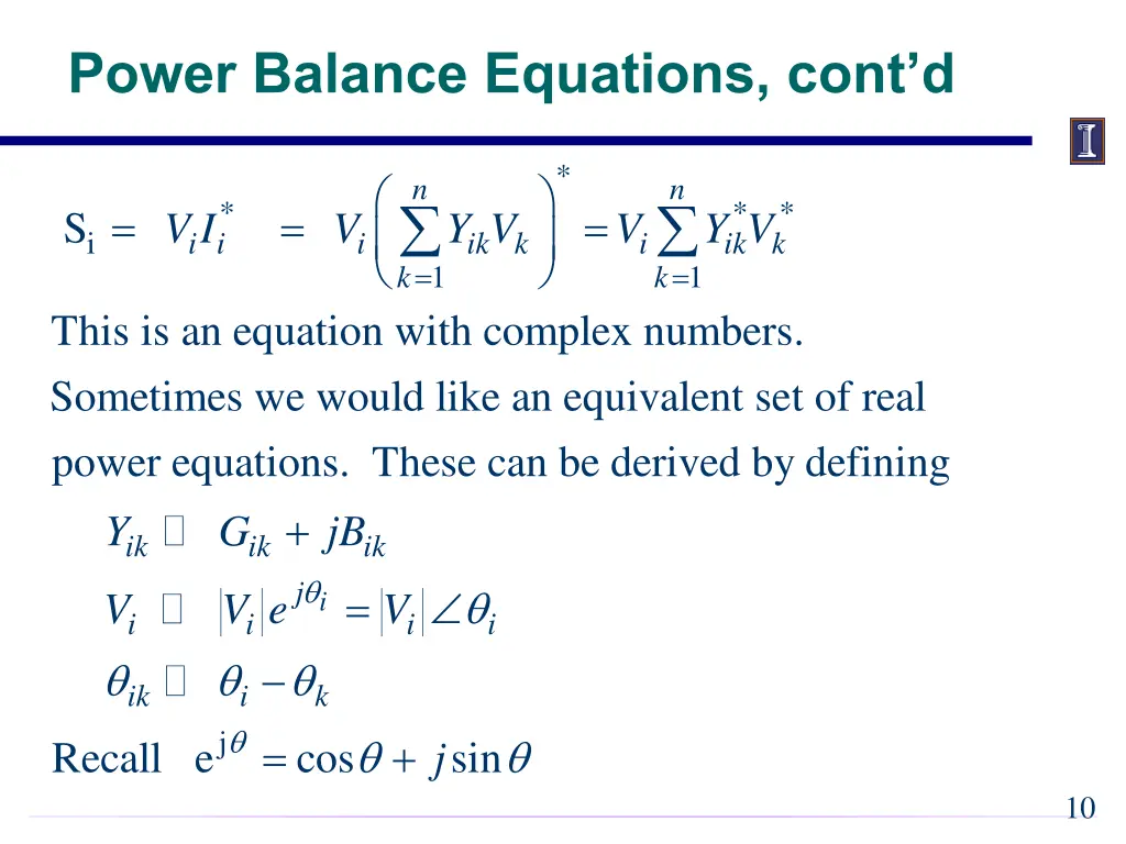 power balance equations cont d