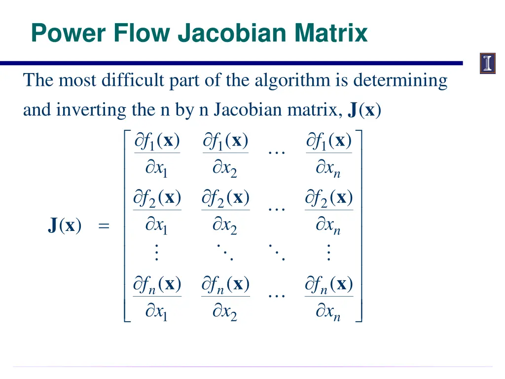 power flow jacobian matrix