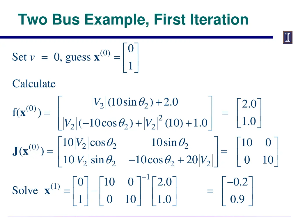 two bus example first iteration