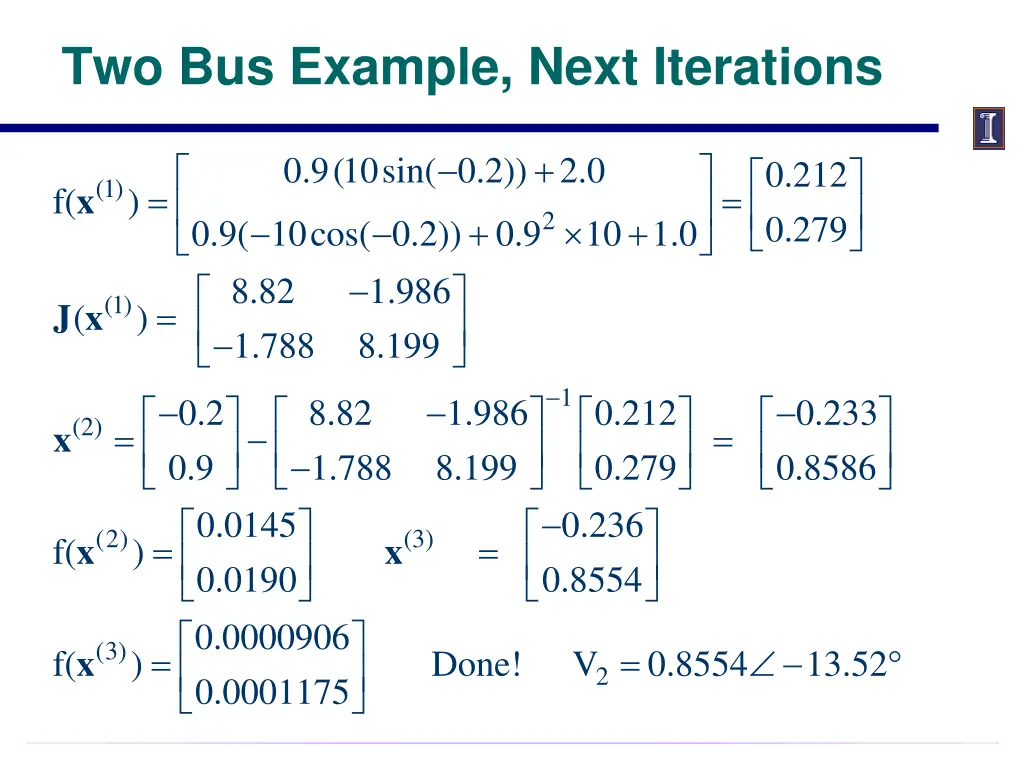 two bus example next iterations