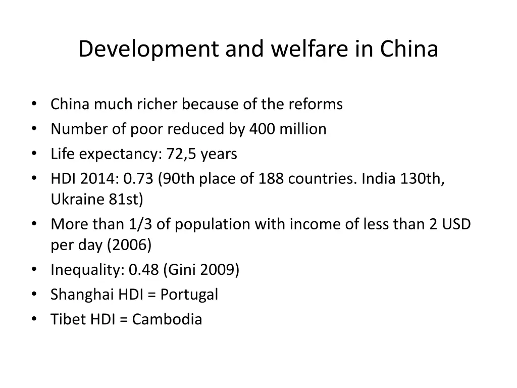 development and welfare in china