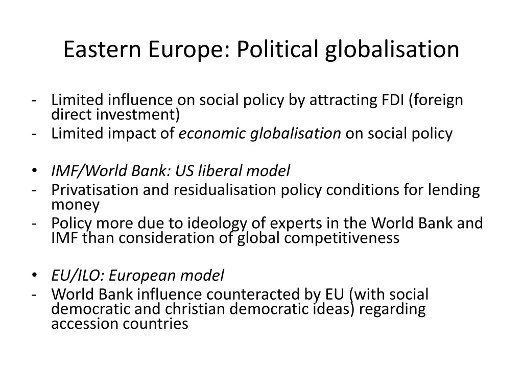 eastern europe political globalisation