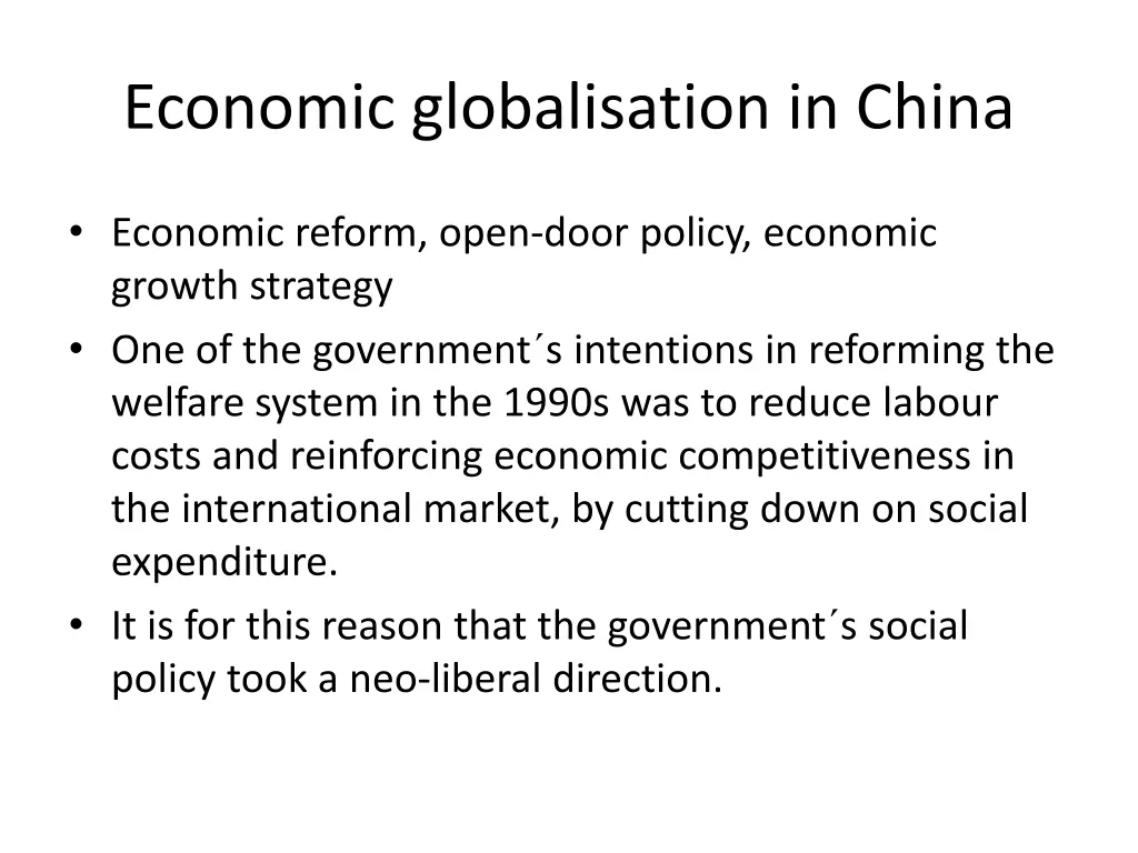 economic globalisation in china