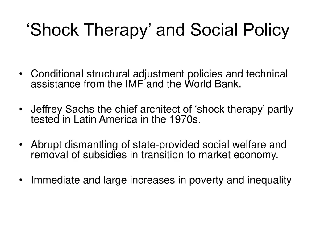 shock therapy and social policy