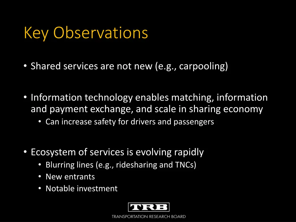 key observations