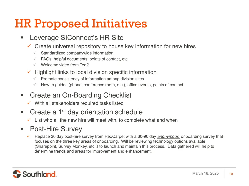 hr proposed initiatives leverage siconnect