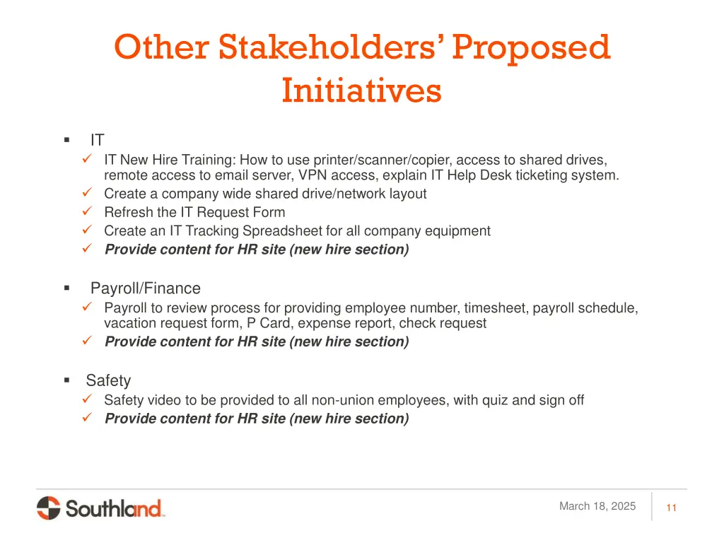 other stakeholders proposed initiatives