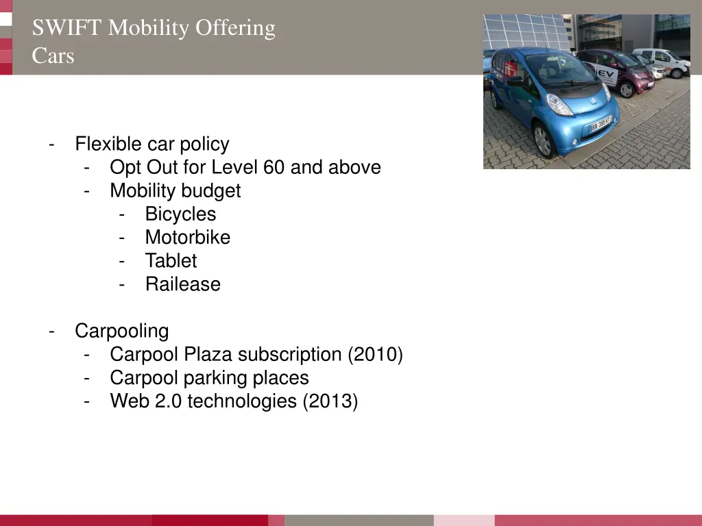 swift mobility offering cars