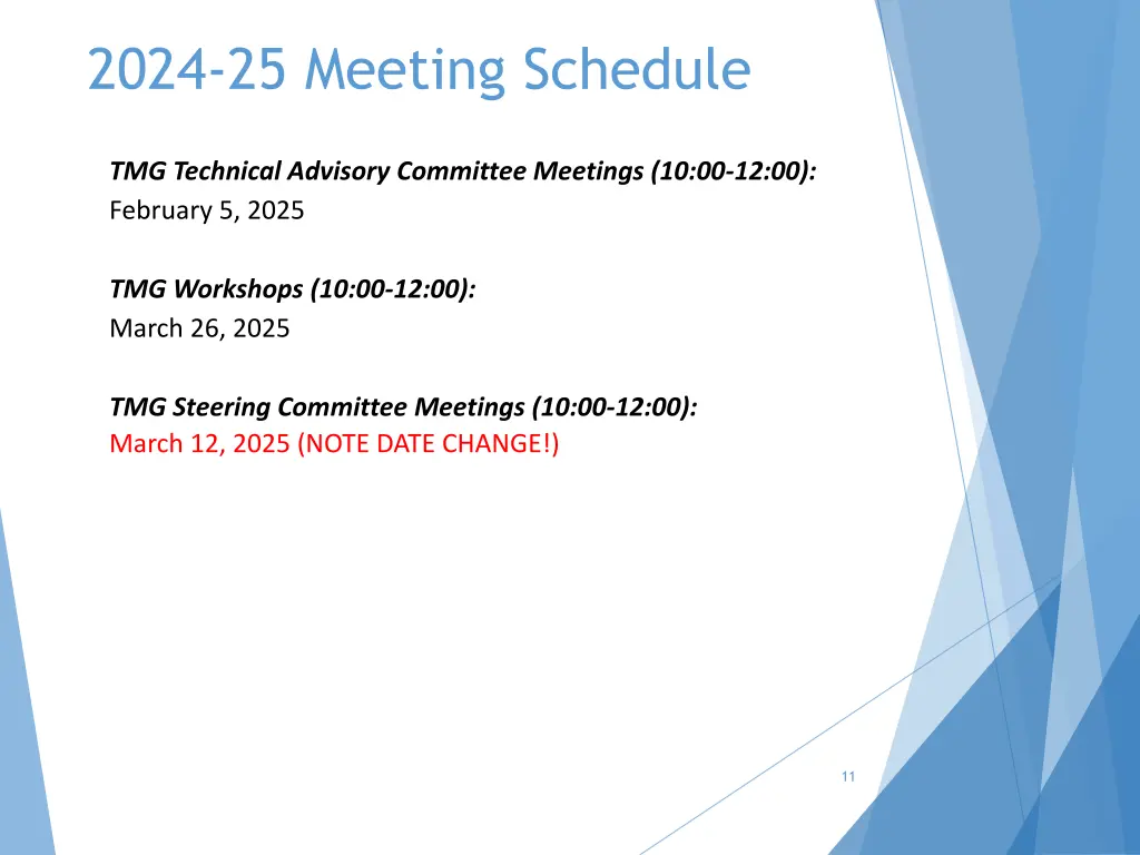 2024 25 meeting schedule