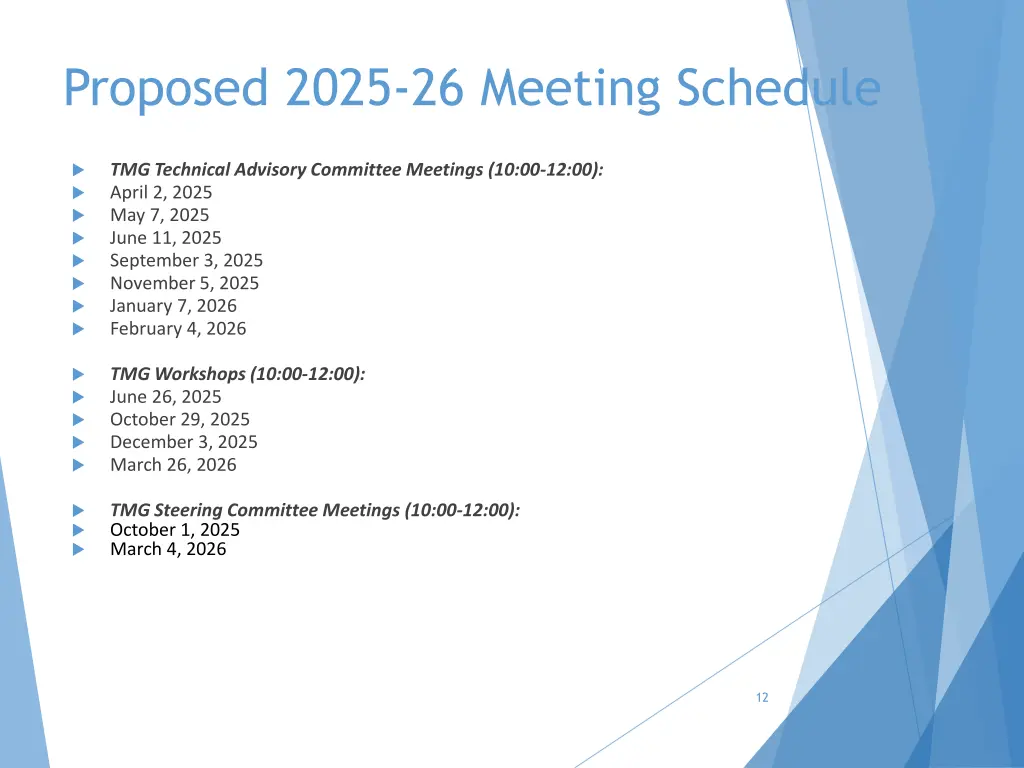 proposed 2025 26 meeting schedule