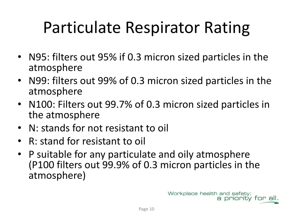 particulate respirator rating