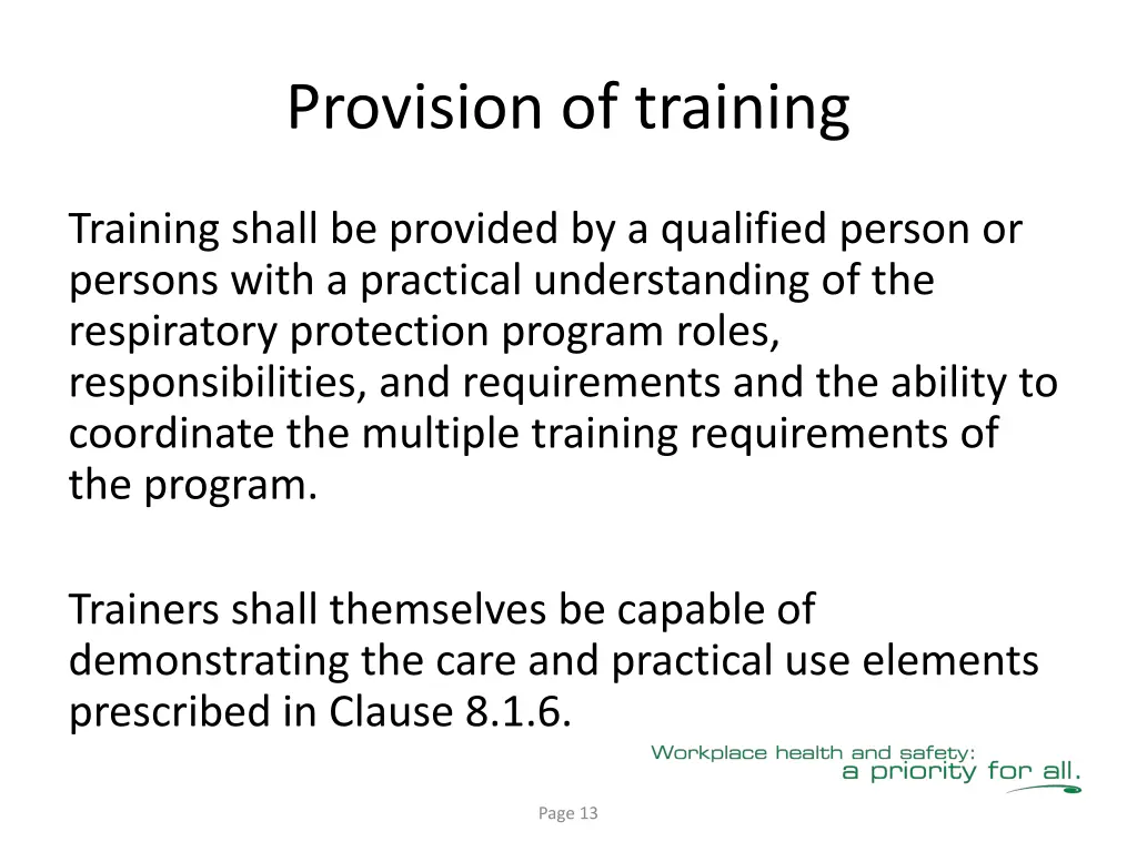 provision of training