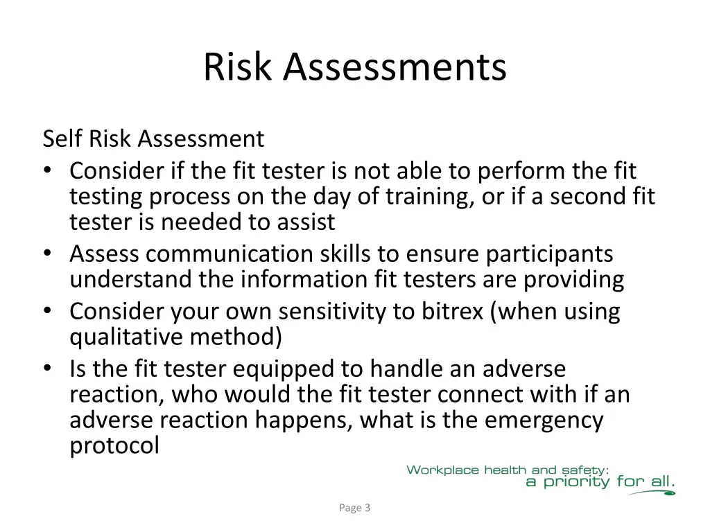 risk assessments
