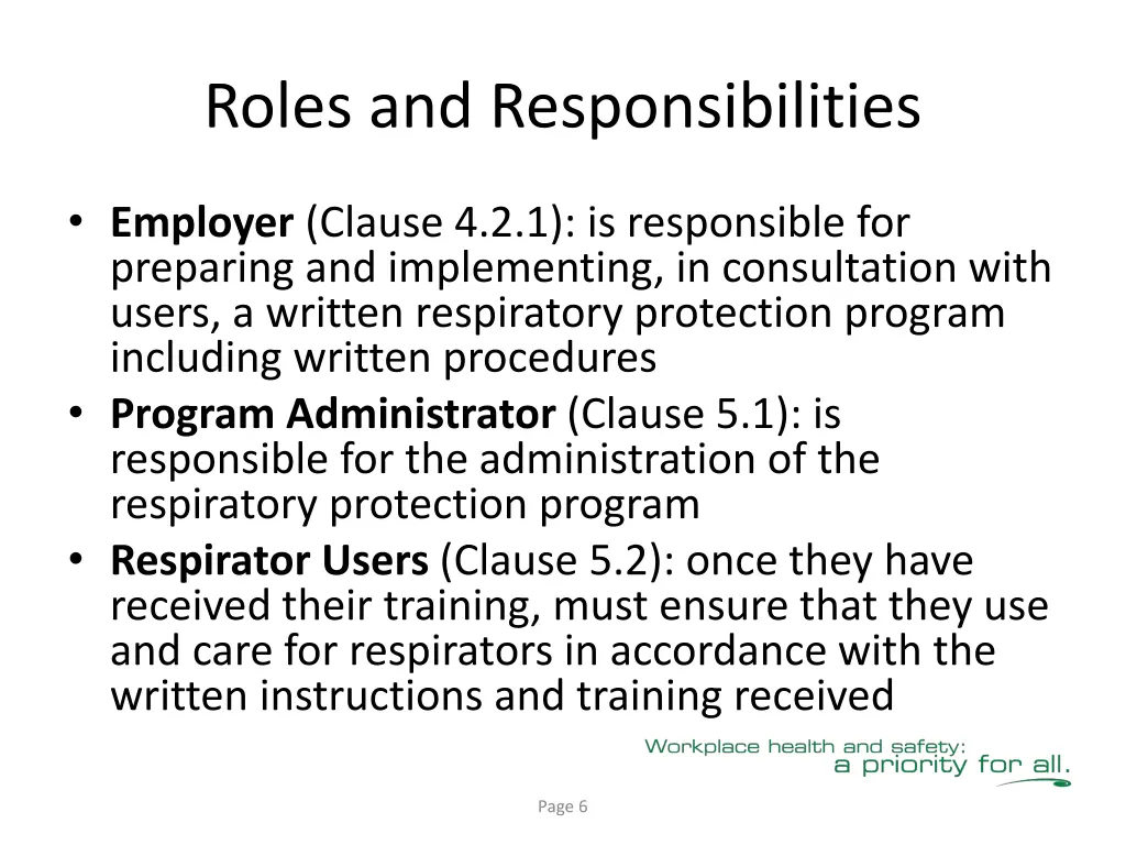 roles and responsibilities