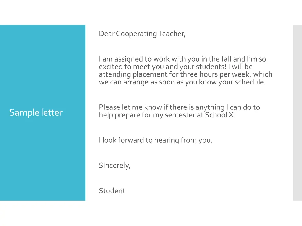 dear cooperating teacher