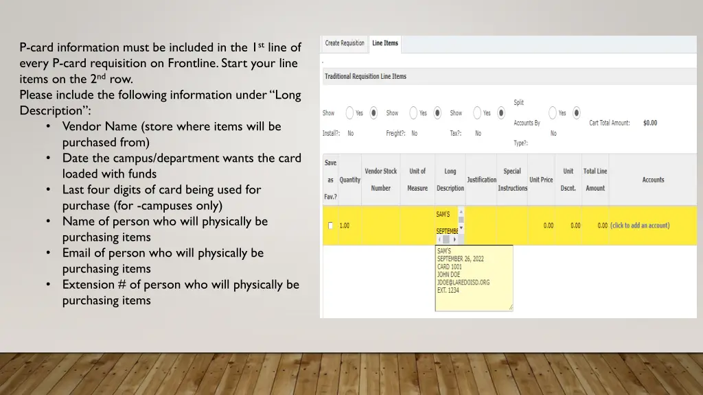 p card information must be included
