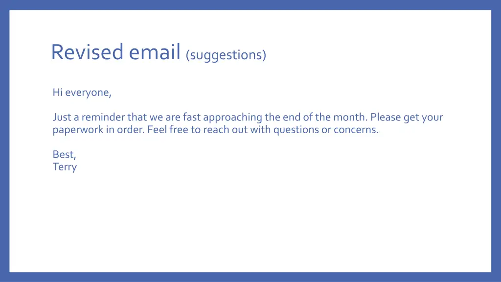 revised email suggestions 1