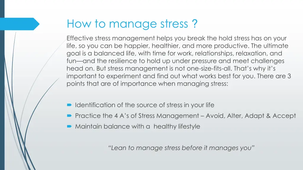 how to manage stress