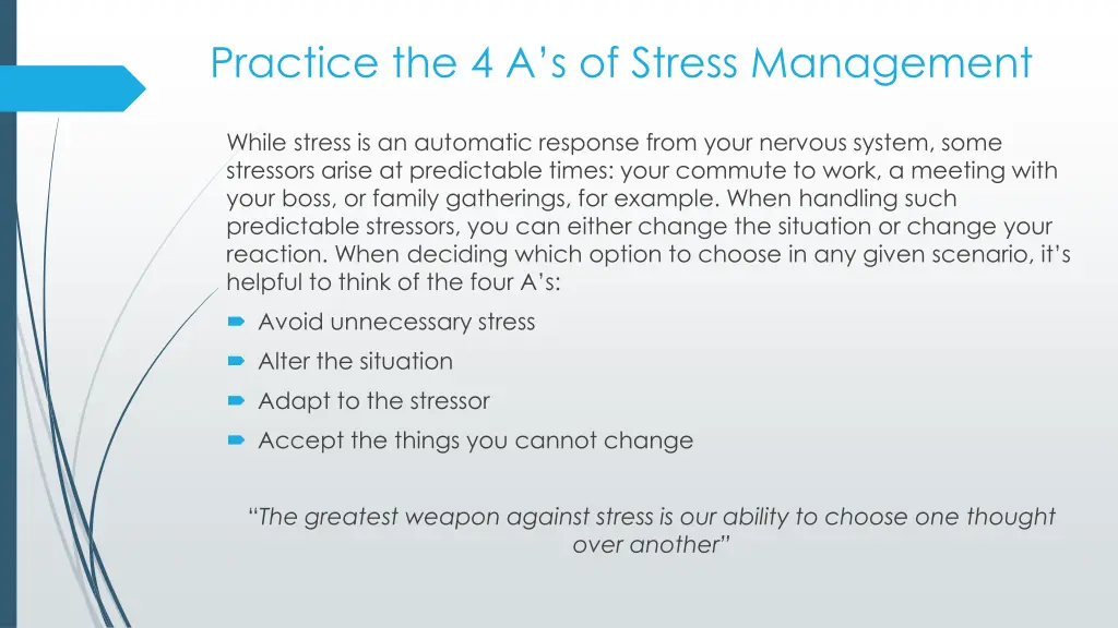 practice the 4 a s of stress management