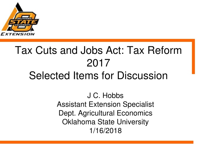 tax cuts and jobs act tax reform 2017 selected