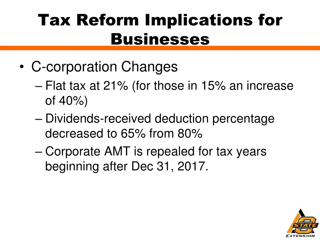 tax reform implications for businesses